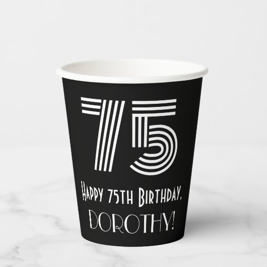 75e verjaardag — Art Deco Geïnspireerde look "75"  Papieren Bekers (Voorkant)