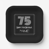 75e verjaardag — Art Deco Geïnspireerde look "75"  Papieren Bordje (Voorkant)