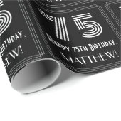 75e verjaardag: Art Deco geïnspireerde look "75" w Cadeaupapier (Rol Hoek)