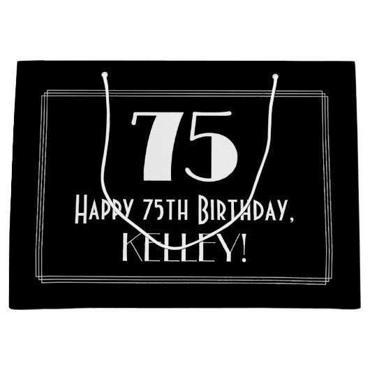 75e verjaardag: Art Deco geïnspireerde stijl "75", Groot Cadeauzakje (Voorkant)