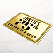 75e verjaardag: Art Deco Kijk "75" en naam Folie Uitnodiging (Gedraaid)