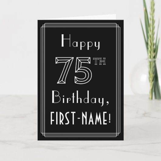 75e verjaardag: Art Deco Style # 75 en aangepaste Kaart (Voorkant)