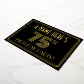 75e verjaardag — Art Deco Style "75" + Naam Folie Uitnodiging (Gedraaid)