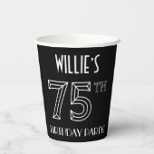 75e verjaardag: Art Deco Style + aangepaste naam Papieren Bekers (Achterkant)