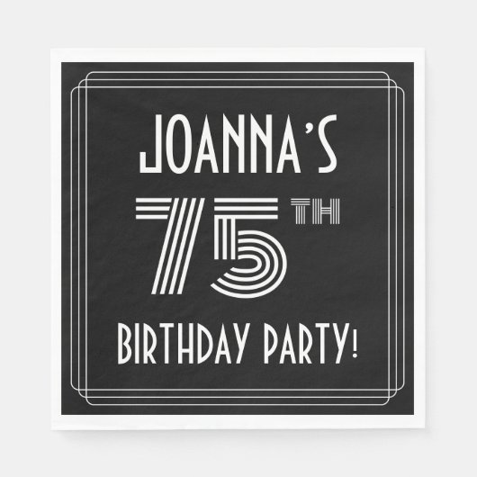 75e verjaardag: Art Deco Style + aangepaste naam Servet (Voorkant)