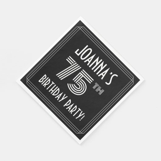 75e verjaardag: Art Deco Style + aangepaste naam Servet (Hoek)