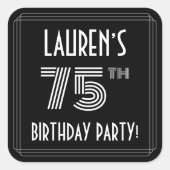 75e verjaardag: Art Deco Style en aangepaste naam Vierkante Sticker (Voorkant)