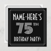 75e verjaardag: Art Deco Style met aangepaste naam Kaart (Voorkant / Achterkant)