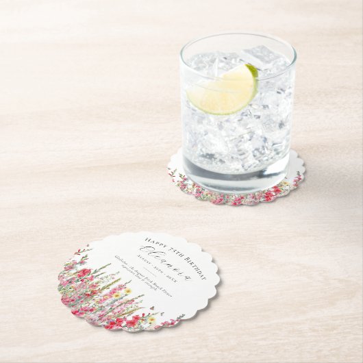 75e Verjaardag Augustus Geboorte Bloem Custom Kartonnen Onderzetters (Insitu)