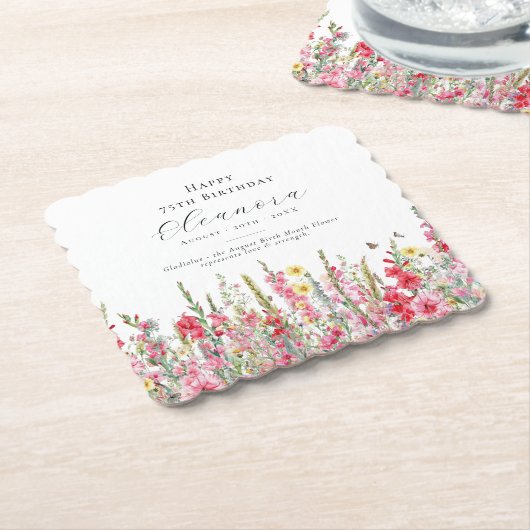 75e Verjaardag Augustus Geboorte Bloem Custom Kartonnen Onderzetters (Gebogen)