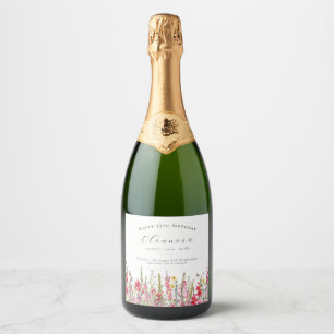 75e Verjaardag Augustus Geboorte Bloem Party Suppl Sparkling Wijnetiket