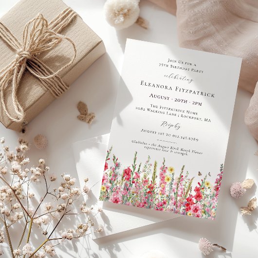 75e verjaardag augustus Geboortemaand Bloem Gladio Kaart