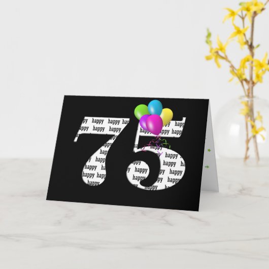 75e verjaardag ballon boeket kaart (Gele Bloem)