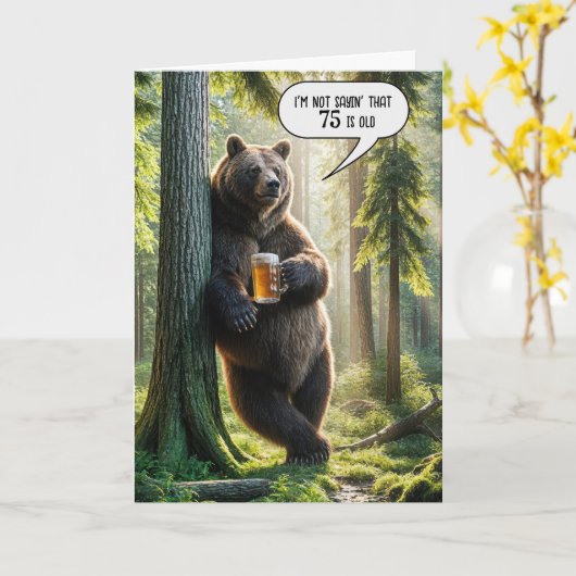 75e verjaardag Beer met bier Mok Kaart (Gele Bloem)