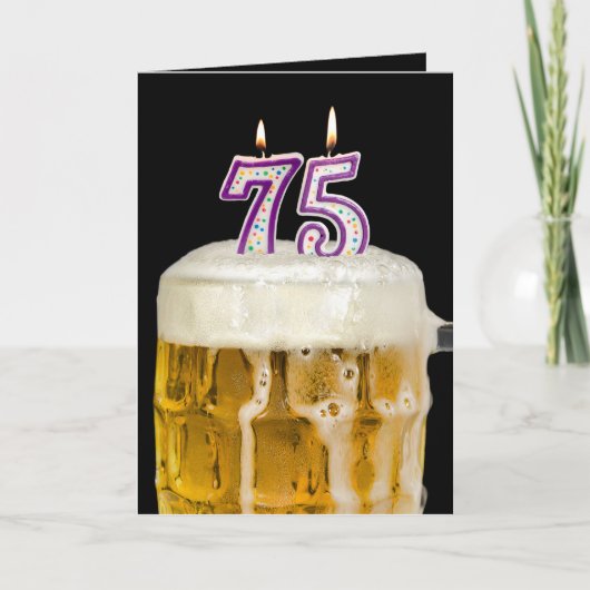 75e verjaardag Bier op zwart Kaart (Voorkant)