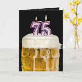 75e verjaardag Bier op zwart Kaart (Gele Bloem)
