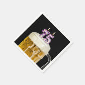 75e verjaardag Bier op zwart Servet (Hoek)