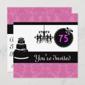 75e verjaardag Black & White & Roze Damask in Kaart (Voorkant / Achterkant)