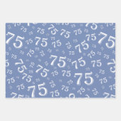 75e verjaardag Blauw & wit nummerpatroon 75 Inpakpapier Vel (Voorkant)