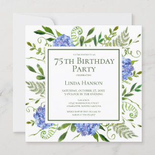 75e Verjaardag Blue Hydrangeas Kaart Verzoek