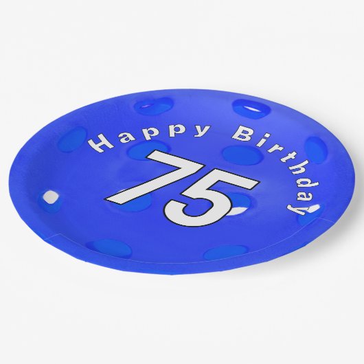 75e verjaardag Blue Pickleball Papieren Bordje (Gekanteld)