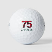 75e verjaardag cadeau - Classy 75 jaar Red Plaid Golfballen (Voorkant)
