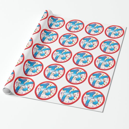 75e verjaardag cadeaupapier (Uitgerold)