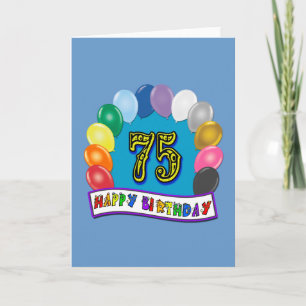 75e verjaardag cadeaus met diverse ballonnen Desig Kaart
