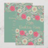 75e verjaardag Chic Funky Modern Floral Kaart (Voorkant / Achterkant)