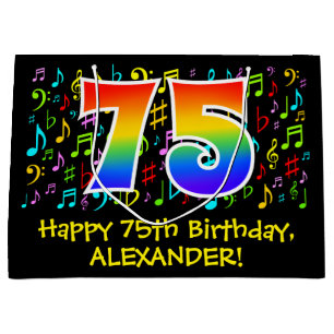 75e verjaardag - Colorful Music Symbols, Rainbow 7 Groot Cadeauzakje