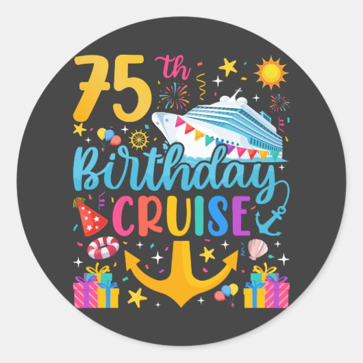 75e verjaardag Cruise B-Day Party Ronde Sticker (Voorkant)