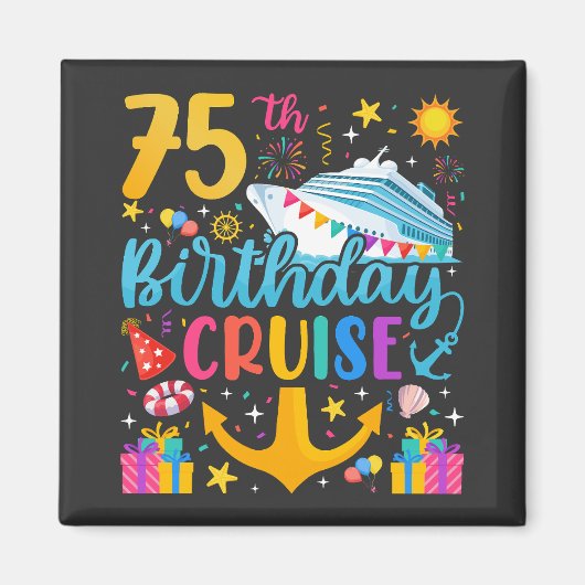 75e verjaardag Cruise B-Day Party Square Magneet (Voorkant)