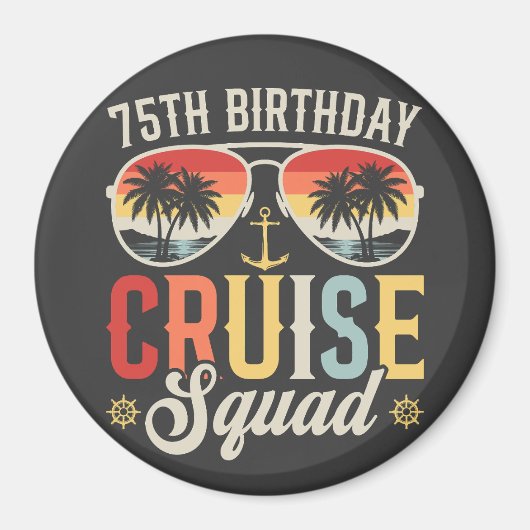 75E Verjaardag Cruise Squad Familie Matching Circl Magneet (Voorkant)