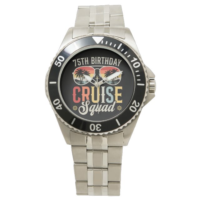 75E Verjaardag Cruise Squad Familie Matching Manne Horloge (Voorkant)