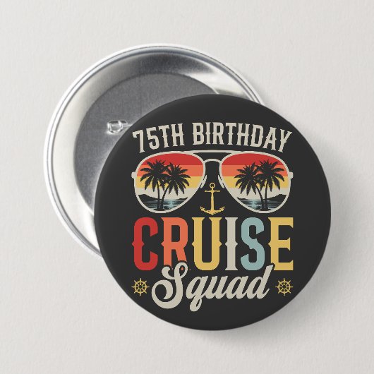 75E Verjaardag Cruise Squad Familie Matching Ronde Ronde Button 7,6 Cm (Voorkant /achterkant)