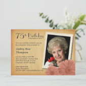 75e verjaardag  Daisy Foto-uitnodigingen Kaart (Staand voorkant)