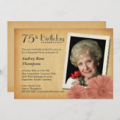 75e verjaardag  Daisy Foto-uitnodigingen Kaart (Voorkant / Achterkant)