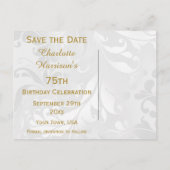 75e verjaardag Damask en Faux Bow Bewaar de datum Aankondigingskaart (Achterkant)