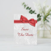 75e verjaardag Damask en Faux Bow Bewaar de datum Aankondigingskaart (Staand voorkant)