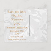 75e verjaardag Damask en Faux Bow Bewaar de datum Aankondigingskaart (Achterkant)