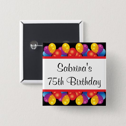 75e verjaardag | DIY-tekst Vierkante Button 5,1 Cm (Voorkant /achterkant)