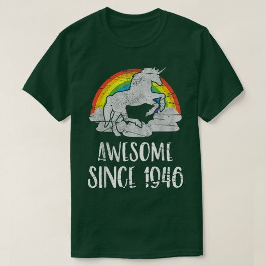 75e verjaardag, eenhoorn, Geweldige sinds 1946 T-shirt (Design voorkant)