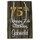 75e verjaardag: Elegant Faux Gold Look #, Faux Woo Medium Cadeauzakje (Voorkant)