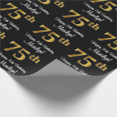 75e verjaardag: Elegant Luxe Faux Gold Look # Cadeaupapier (Hoek)