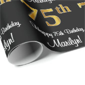 75e verjaardag: Elegant Luxe Faux Gold Look # Cadeaupapier (Rol Hoek)