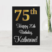 75e verjaardag ~ Elegant Luxe Faux Gold Look # Kaart (Voorkant)