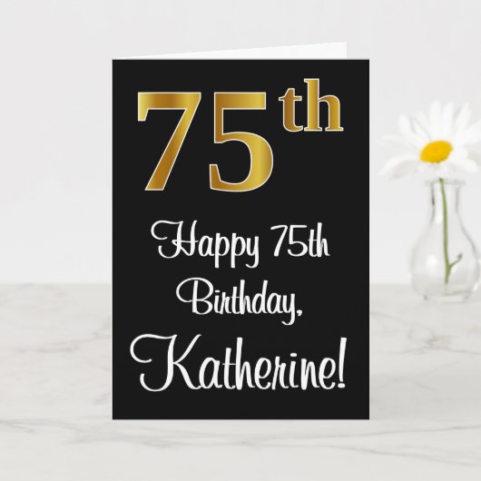 75e verjaardag ~ Elegant Luxe Faux Gold Look # Kaart (Kleine Plant)