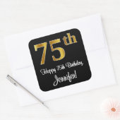 75e verjaardag - Elegante luxe Faux Gold look # Vierkante Sticker (Envelop)