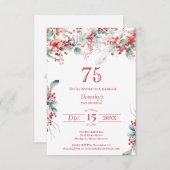 75e verjaardag Elegante Winter Berry Botanical Kaart (Voorkant / Achterkant)