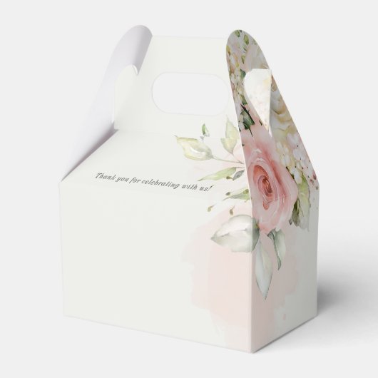 75e verjaardag elke leeftijd roze Floral Bedankdoosjes (Achterkant)